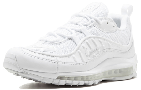 Nike Air Max 98 Кожа Низкие Кроссовки для Бега Мужские Чисто Белые