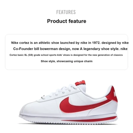 Nike Cortez Basic SL Базовый SL Противоскользящий Устойчивый к истиранию Легкий Амортизация Поддержка Низкий Топ