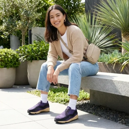 Nike Air Footscape противоскользящая устойчивая к истиранию низкий верх повседневная обувь для женщин фиолетовый