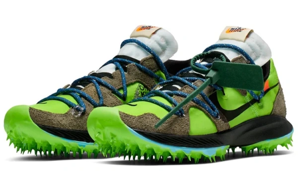 OFF Белый X Nike Air Zoom Terra Kiger 5 Дышащие Низкие Кроссовки для Трейла Женские Серый Зеленый