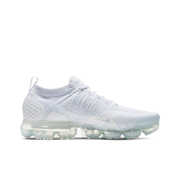 Nike VaporMax Flyknit 2 Комфортная ткань Низкий топ Воздушная подушка Повседневные беговые кроссовки Мужские Чисто белый
