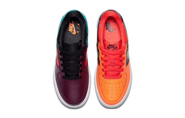 Nike Air FORCE 1 Low Топ Детские Скейтбординги Черный Оранжевый
