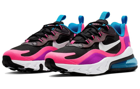 Nike Air Max 270 Кожа Амортизация Износостойкий Низкий Топ Детские Беговые Кроссовки Фиолетово-Розовые