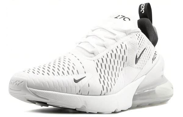 Nike Air Max 270 Ткань Низкие Кроссовки для Бега с Воздушной Подушкой Унисекс Белый Черный