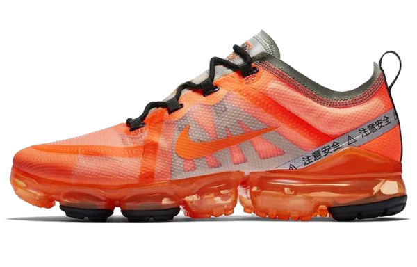 Nike VaporMax 2019 Сетчатая ткань Амортизация Поддержка Низкий топ Беговые кроссовки Мужские Оранжевые Выпуск 2019 года