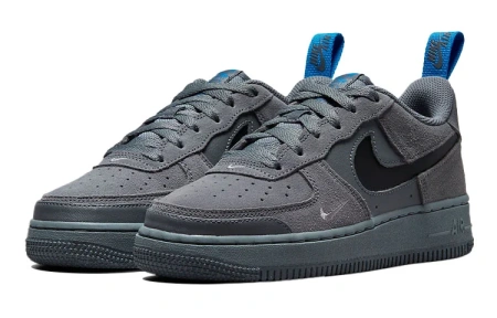 Nike Air Force 1 Замша Амортизация Низкие Кеды для Скейтбординга Детские Серые