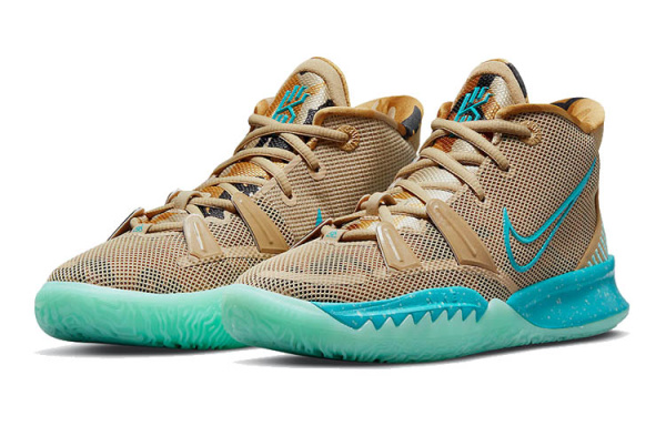 Nike Kyrie 7 Irving 7 Ткань MID Баскетбольные кроссовки Коричнево-синие