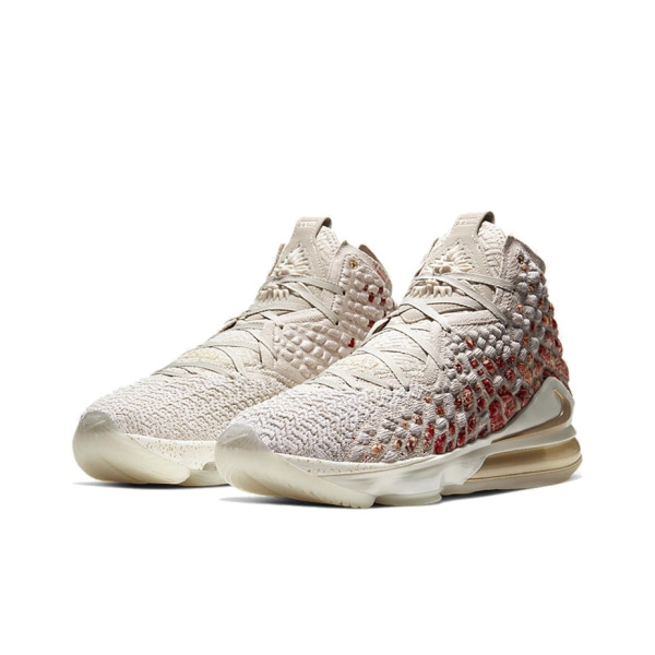 Nike Lebron 17 Нескользящие Легкие Высокие Баскетбольные Кроссовки для Игры Унисекс Красный Белый Золото