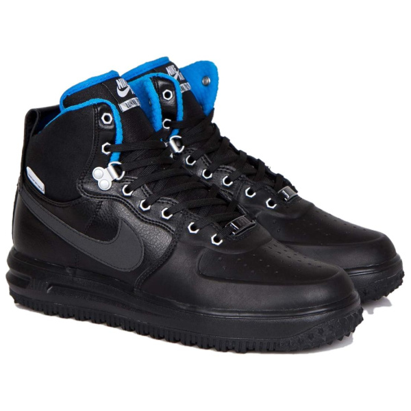 Nike Lunar force 1 Duckboot Амортизация Износостойкие Высокие Кроссовки для скейтбординга Унисекс Черные