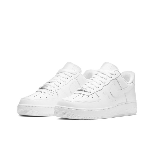 Nike Air Force 1 'Triple White' Кожа Устойчивая к истиранию Низкие Кроссовки для скейтбординга Женские Чисто белые