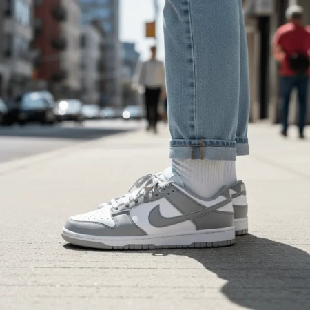 Nike Dunk Slip-Resistant Abrasion-Resistant Low-Top Скейтборд Кроссовки Женские Серый Белый