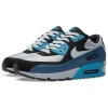Nike Air Max 90 Амортизация Низкий Топ Беговые Кроссовки Мужские Синий Черный Серый