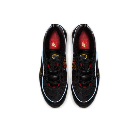 Nike Air Max 98 Low Топ Амортизирующие кроссовки для марафона Мужские Черный Синий Красный
