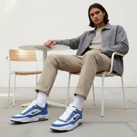 Nike Air Max Ishod Модные низкие кроссовки для скейтбординга унисекс синие белые черные