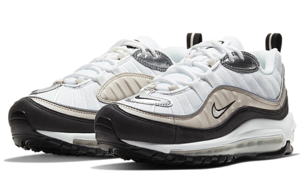 Nike Air Max 98 Low Топ Air Cushion Беговые кроссовки Женские Коричневый Белый