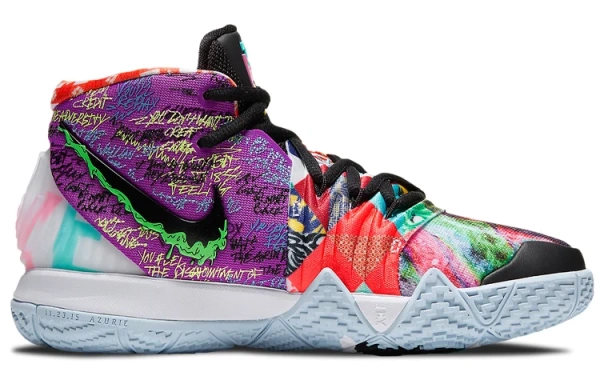 Nike Kybrid S2 'What The' Устойчивые к истиранию MID Детские Баскетбольные Кроссовки Черный Желтый Красный