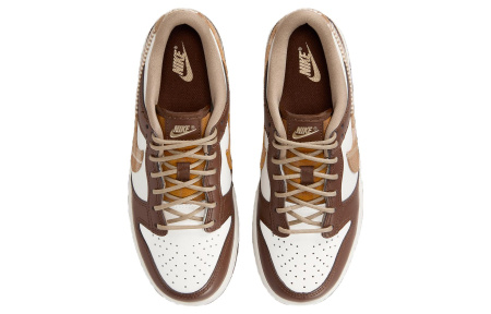 Nike Dunk Кожа Устойчивая к истиранию Низкие Детские Скейтбординги Белый-коричневый