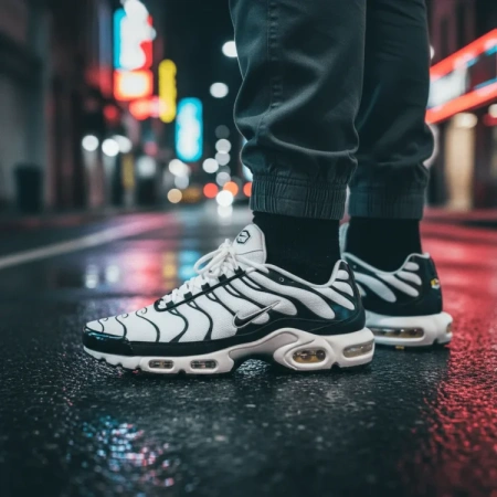 Nike Air Max Plus Устойчивая к истиранию Низкая Повседневная Обувь Унисекс Белый Черный