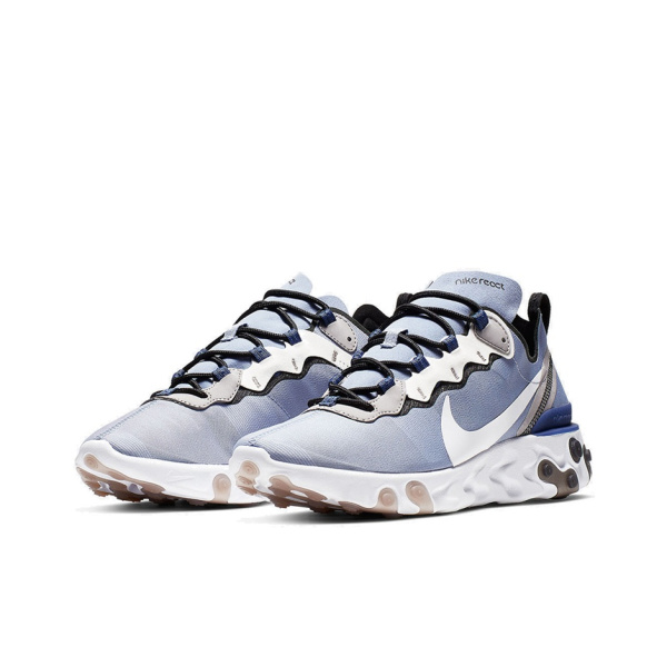 Nike React Element 55 Амортизаторы Устойчивые к истиранию Низкий Топ Марафон Беговые кроссовки Унисекс Ледяной синий