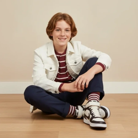 Nike Court Borough 2 Кожа Противоскользящий Устойчивый к истиранию MID Верх Детские Скейтбординг Белый Бургунди