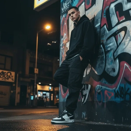 Nike Air Force 1 'Панда' Кожа Повседневные Скейтбординг Кроссовки Низкие Унисекс Белый Черный