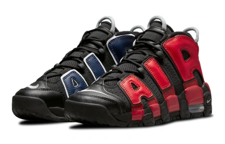 Nike Air More Uptempo Кожа MID Топ Детские Баскетбольные Кроссовки Черные