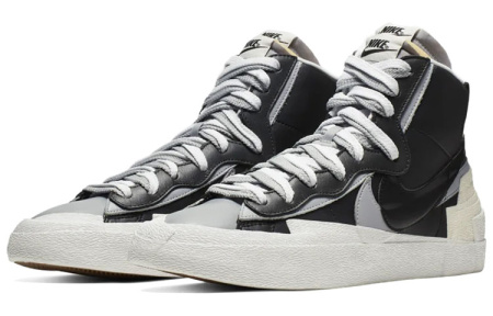 Sacai X Nike Blazer Mid Скейтборд Кроссовки Унисекс Черный Белый