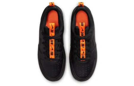 Nike Court Borough Low 2 SE Синтетическая кожа Амортизация Низкий верх Детские Скейтбординг Черный Оранжевый
