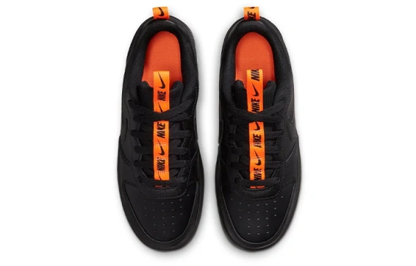 Nike Court Borough Low 2 SE Синтетическая кожа Амортизация Низкий верх Детские Скейтбординг Черный Оранжевый