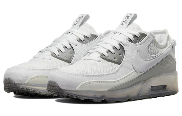 Nike Air Max 90 Устойчивые к истиранию Низкие Повседневные Беговые Кроссовки Мужские Белые Серые