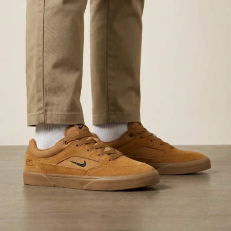 Nike SB MALOR Текстиль Кожа Скейтборд Кроссовки Мужские Коричневые