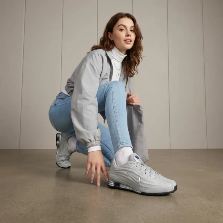 Nike SHOX Z Амортизация Отскок Повседневная обувь Женская Серебряная