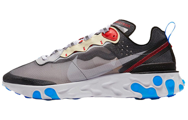 Nike React Element 87 Сетка Текстиль Нескользящий Легкий Низкий Топ Беговые кроссовки Унисекс Темно-серый
