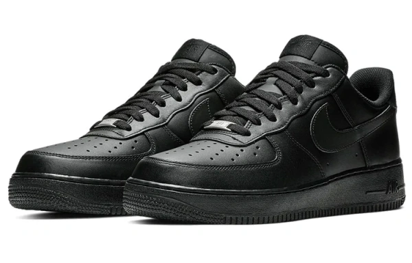 Nike Air Force 1 07 Черный воин Винтаж Устойчивые к истиранию Низкие Кроссовки для скейтбординга Унисекс Черные