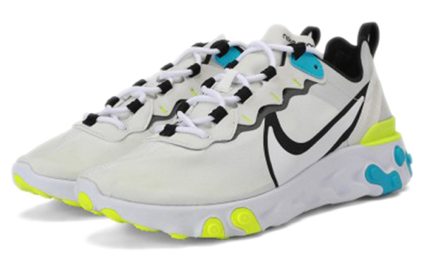 Nike React Element 55 Амортизация Противоскользящие Низкие Повседневные Беговые Кроссовки Мужские Белый Синий Желтый