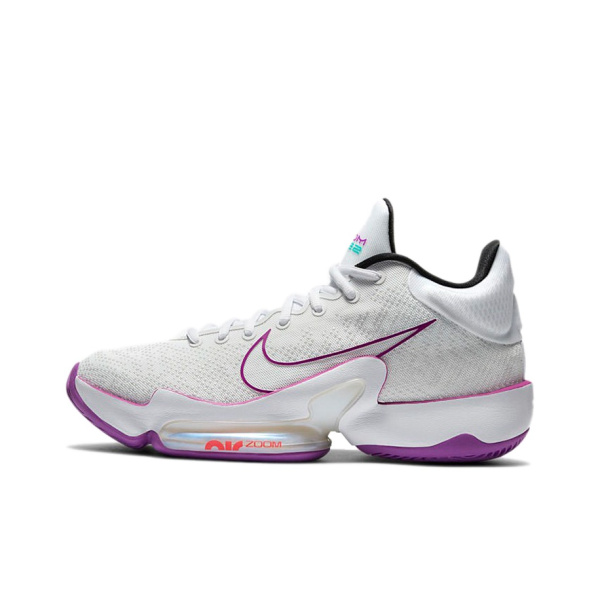 Nike Zoom Rize 2 Амортизация Противоскользящие Низкие Баскетбольные Кроссовки Мужские Белый Фиолетовый