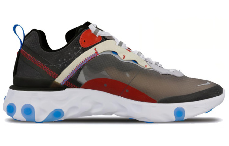 Nike React Element 87 Сетка Текстиль Нескользящий Легкий Низкий Топ Беговые кроссовки Унисекс Темно-серый