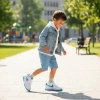 Space Jam X Nike Air Force 1 TUNE Squad Кожа Амортизация Низкие Детские Скейтбординги Белый Синий