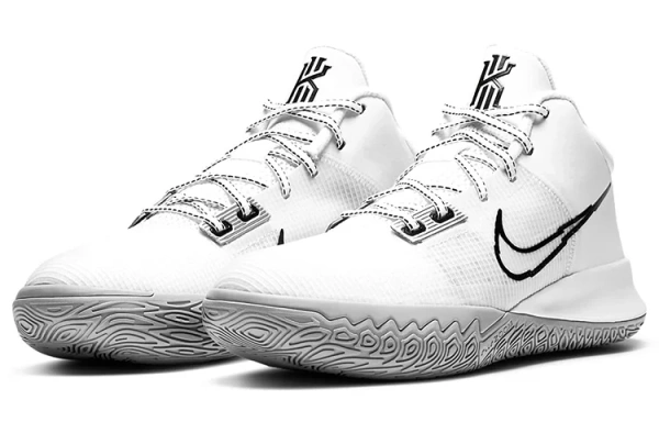 Nike Flytrap 4 EP Комфортные Круглые Палцы MID Баскетбольные Кроссовки Унисекс Белый Черный Азиатская Версия