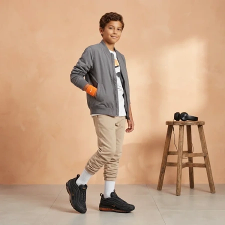 Nike Air Max 97 'Off Noir' Амортизация Низкие Кроссовки для Беговых Занятий Детские Черные Оранжевые Подростковые