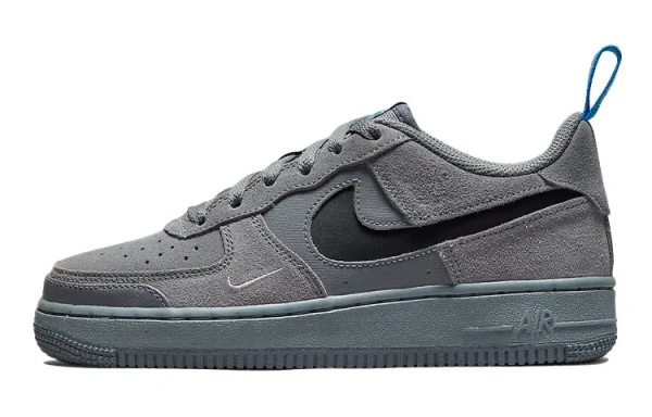Nike Air Force 1 Замша Амортизация Низкие Кеды для Скейтбординга Детские Серые