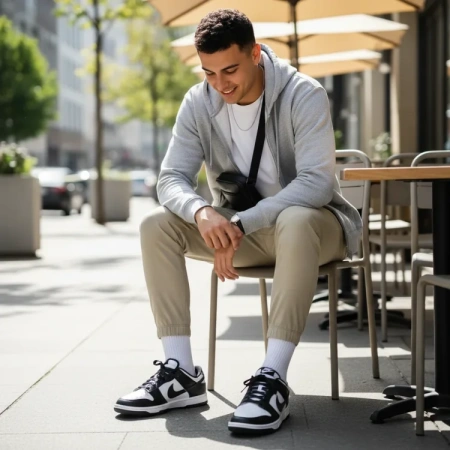 Nike Dunk Low Retro 'Черный' Кожа Устойчивая к истиранию Низкие Кроссовки для скейтбординга Мужские Черно-белые