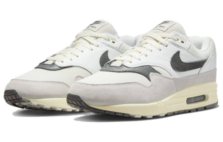 Nike Air Max 1 Low Топ Повседневные Беговые Кроссовки Мужские Белый Серый Черный
