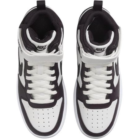 Nike Court Borough 2 Кожа Противоскользящий Устойчивый к истиранию MID Верх Детские Скейтбординг Белый Бургунди