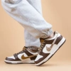 Nike Dunk Кожа Устойчивая к истиранию Низкие Детские Скейтбординги Белый-коричневый