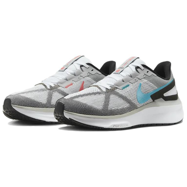 Nike Zoom Structure 25 Ткань Устойчивая к истиранию Дышащая Низкий Верх Беговые кроссовки Мужские Белый Серый Черный