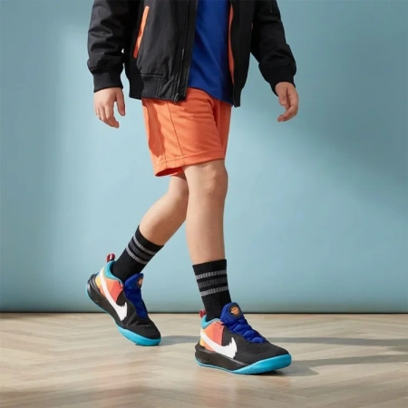 Space Jam X Nike Team Hustle D 10 SE Game Ready Low Топ Детские Баскетбольные Кроссовки Черный Оранжевый Синий
