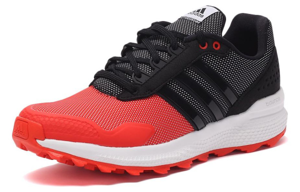 Adidas Амортизация Износостойкие Низкие Беговые Кроссовки Мужские Черно-Белые-Красные