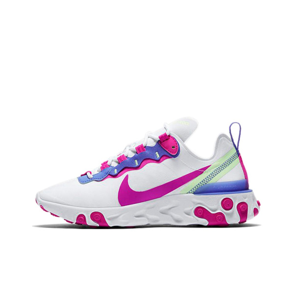 Nike React Element 55 Ткань Anti-Slip Легкий Низкий Топ Повседневные Беговые Кроссовки Женские Белый Розовый