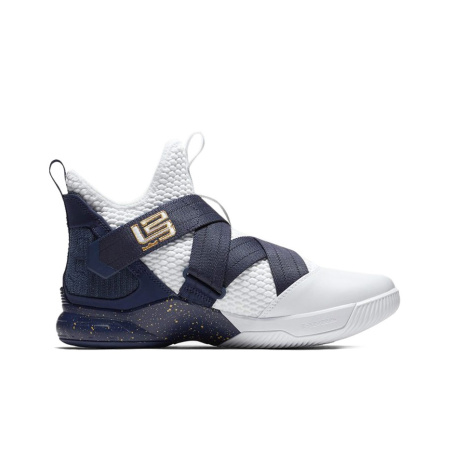 Nike Zoom Soldier 12 LeBron Soldier 12 Ткань Амортизация MID Баскетбольные кроссовки Мужской Морской синий